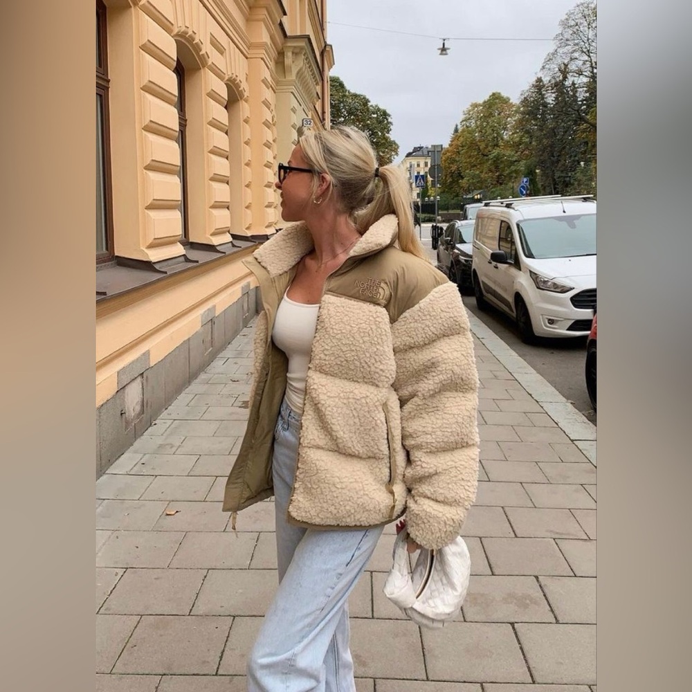 Women's Beige and Tan Puffer Jacket